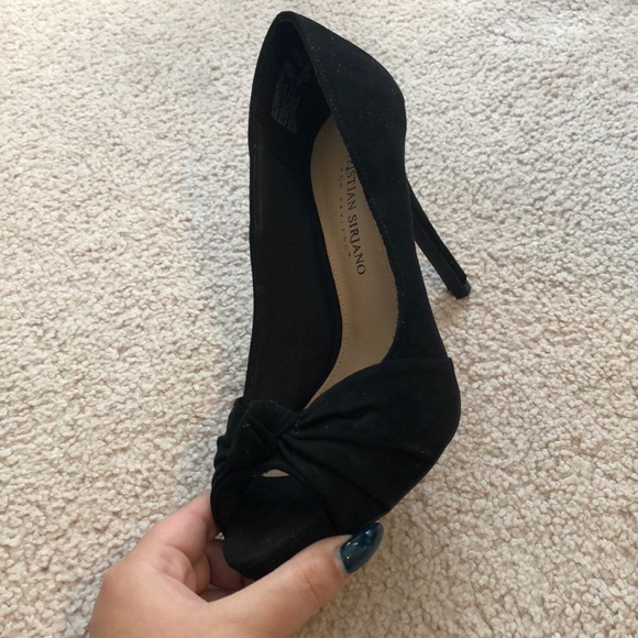 Black Peep Toe Heels - Picture 2 of 3